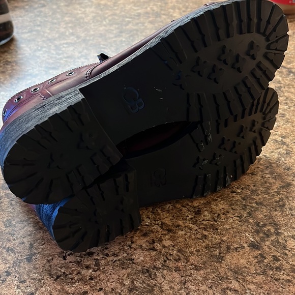 Gianni Bini Maroon Skull Embellished Low Profile Combat Boots Size 10 - Picture 7 of 9